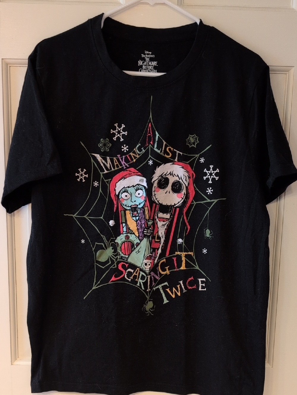 Disney The Nightmare Before Christmas Black Tee with Jack & Sally Holiday Art